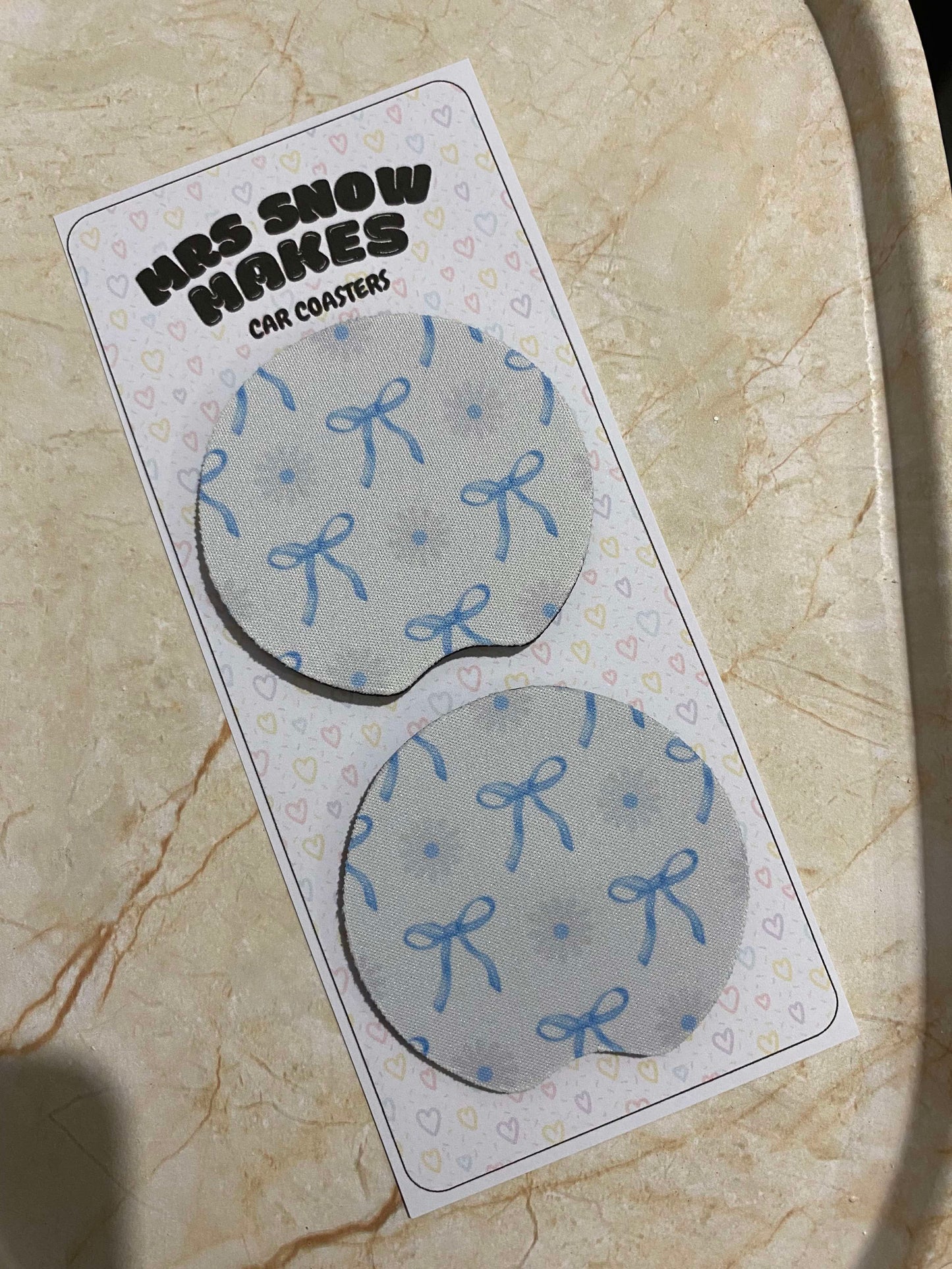 Blue Bows - Car Coaster
