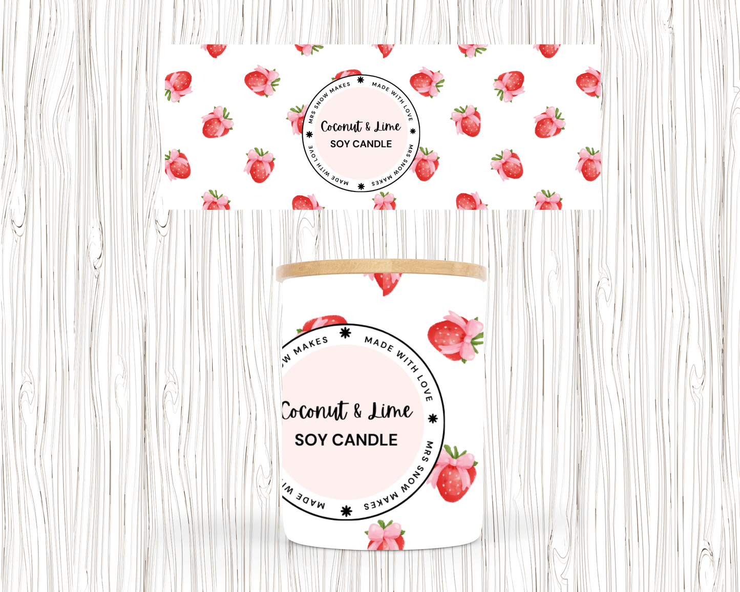 STRAWBERRY BOWS DESIGN CANDLE