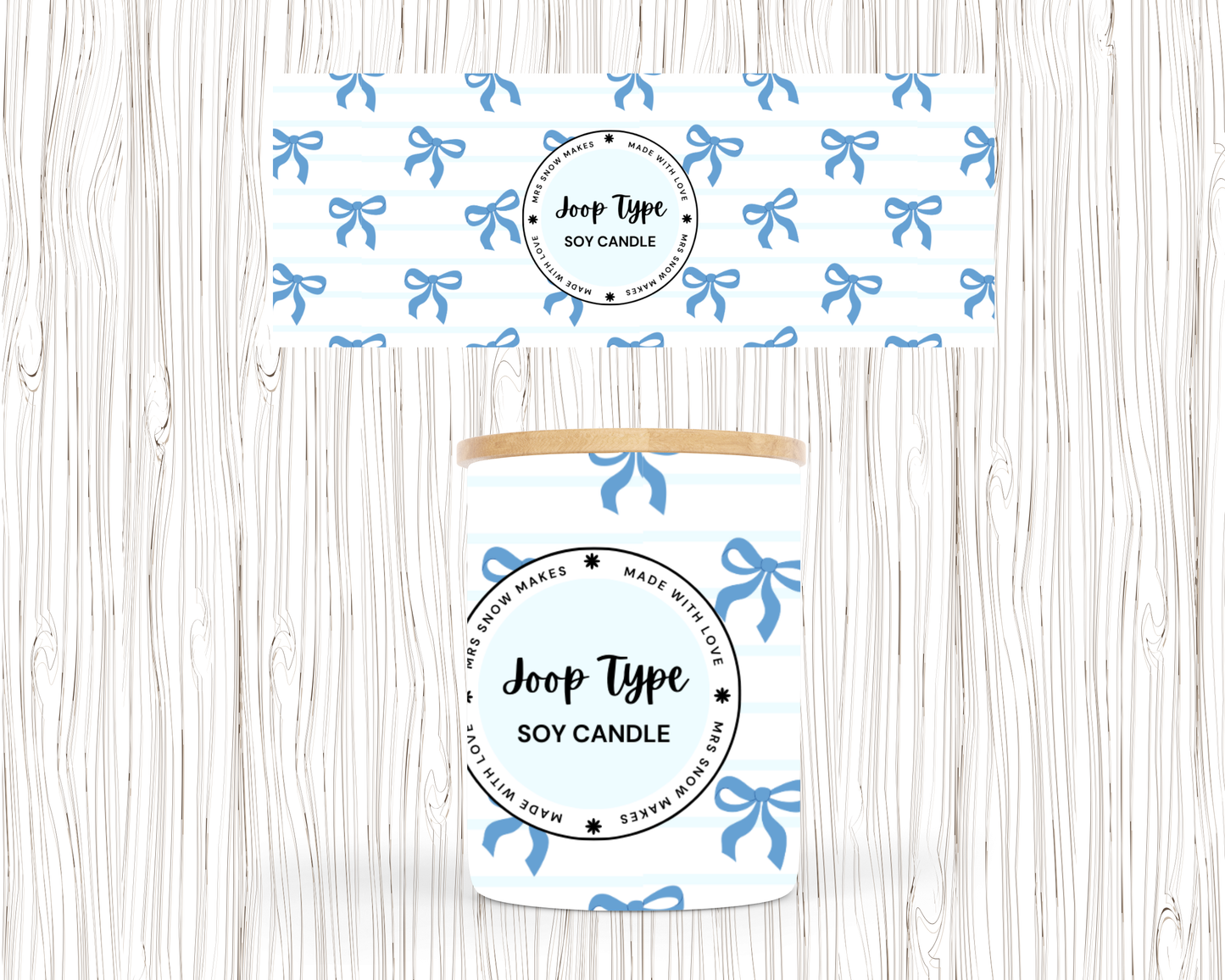 BLUE BOWS DESIGN CANDLE