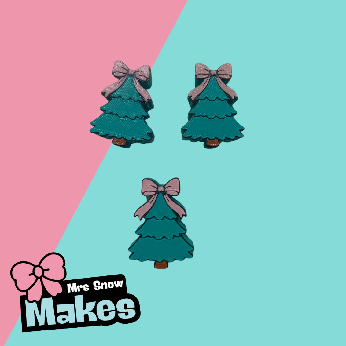 Christmas tree bow Straw Toppers