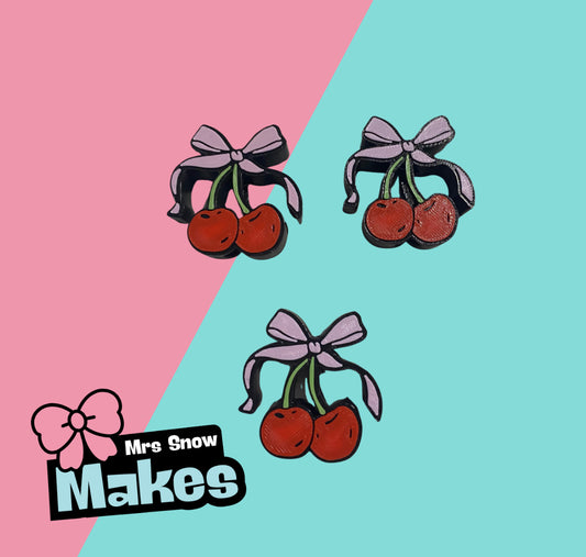 Cherry Bows Straw Toppers