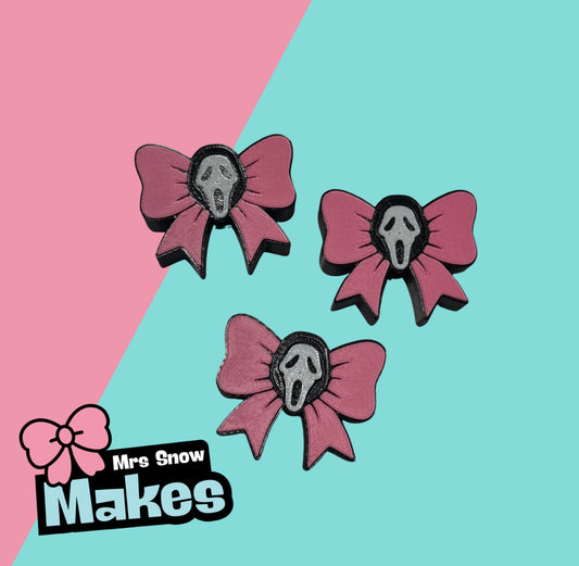 Pink Bow Ghostie Straw Toppers