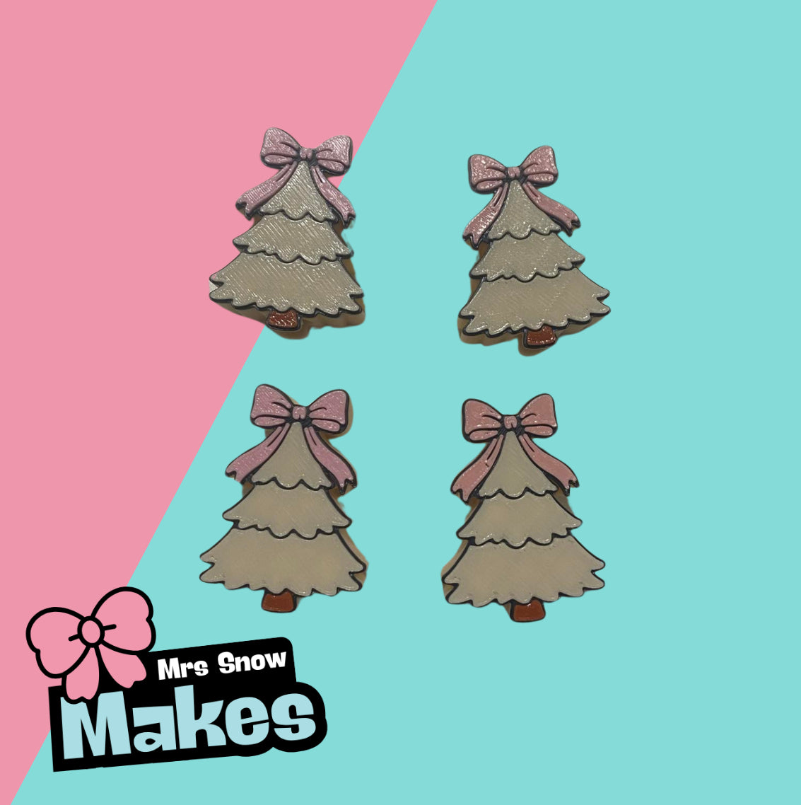 Beige Christmas Tree Straw Toppers
