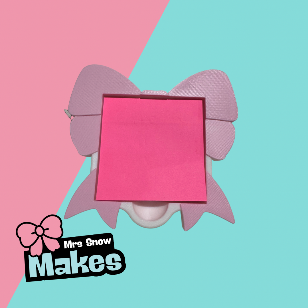 Pink matte bow Sticky Note holder